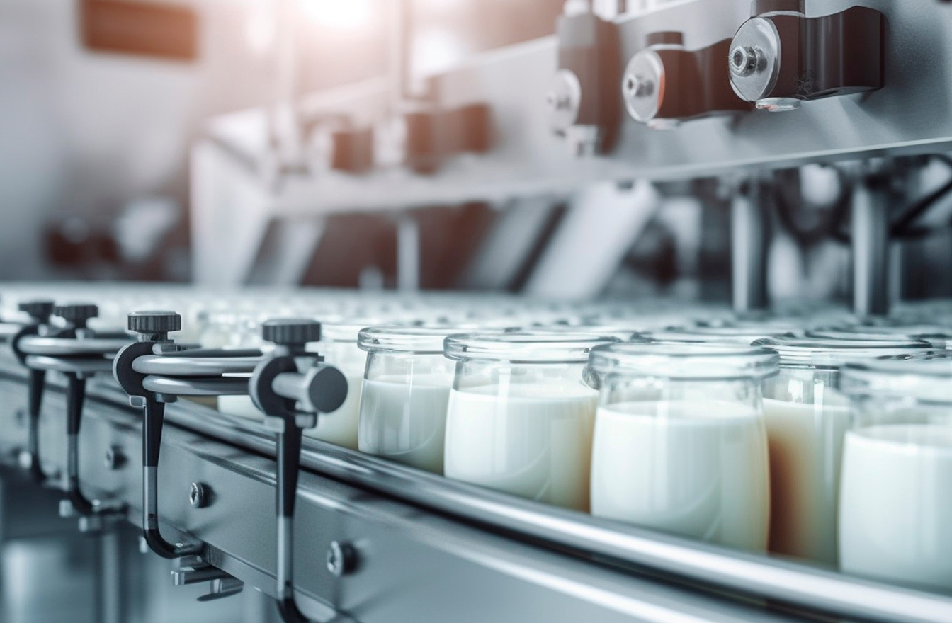 Fließband mit Milchglas