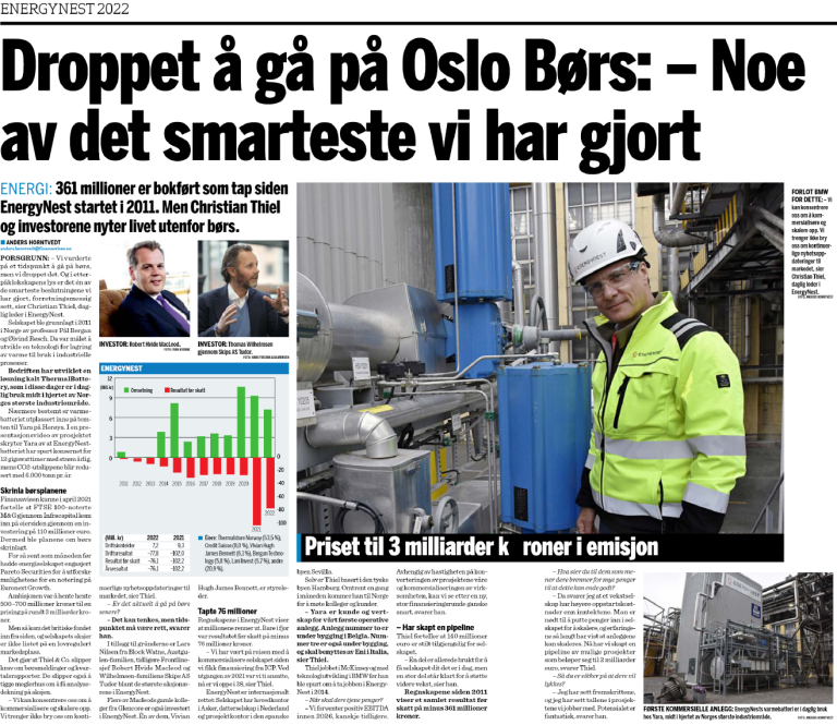 Finanzavisen coverage ENERGYNEST
