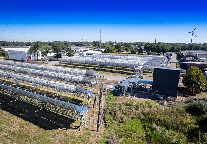 Concentrating solar thermal installation and ThermalBattery™ at Avery Dennison